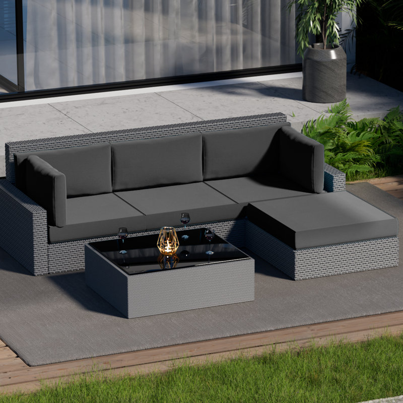 9 coussins extérieurs de 5 pièces pour meubles de patio, Gris foncé