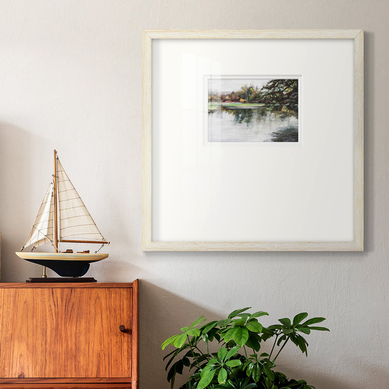 " Upon Reflection ", 17" H x 17" W x 1.25" D, White Closed Corner Framed Paper