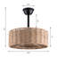 Ventilateur de plafond à cage en rotin 18,9 po Beauchamp-694453032