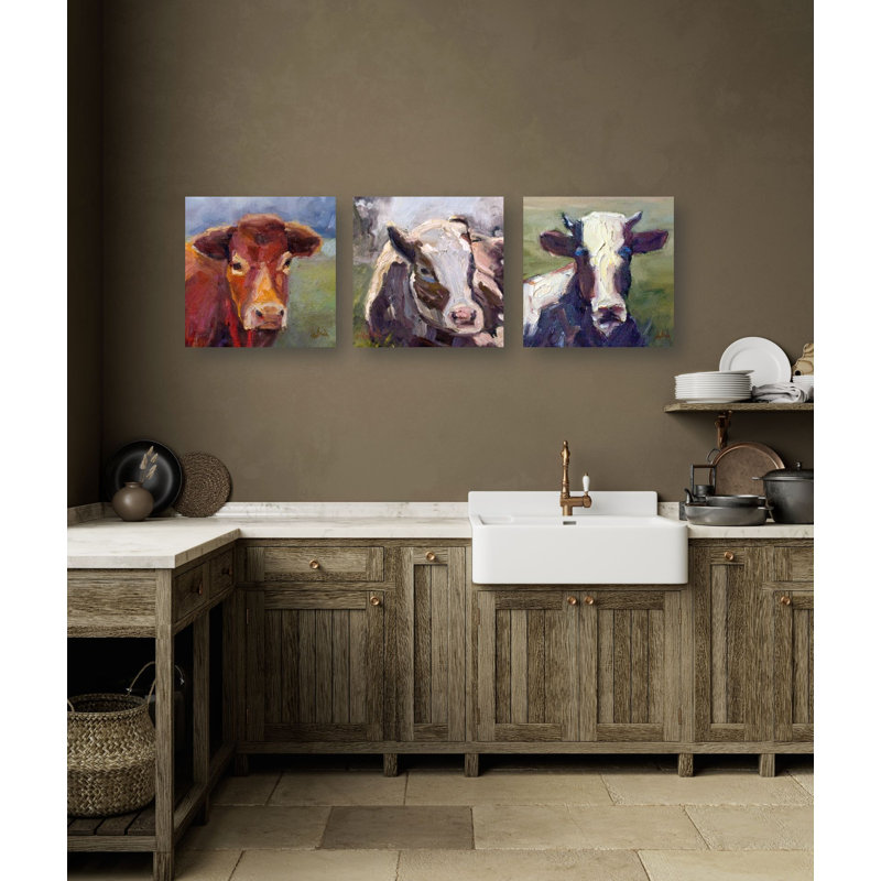 Moo Moo Set By John Beard, Black Floater Framed