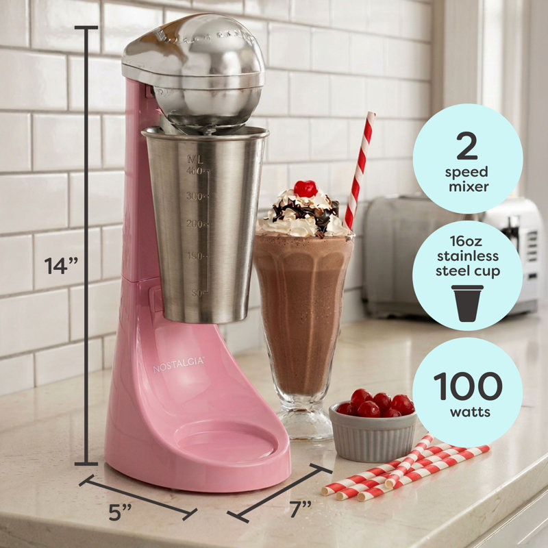 Nostalgia Two-speed Milkshake Maker, Pink