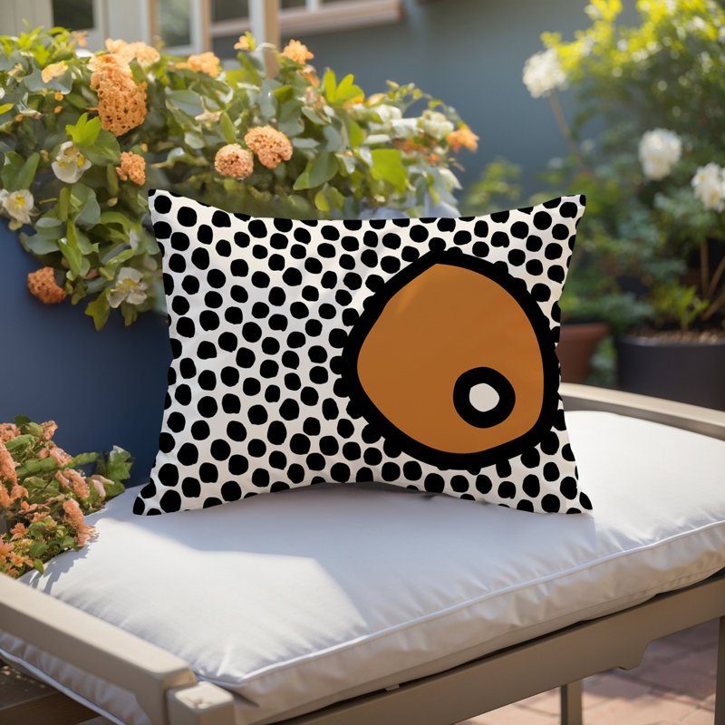 Coussin lombaire réversible intérieur / extérieur Jai Abstract, H 18 po x l 25 po, Orange brûlé