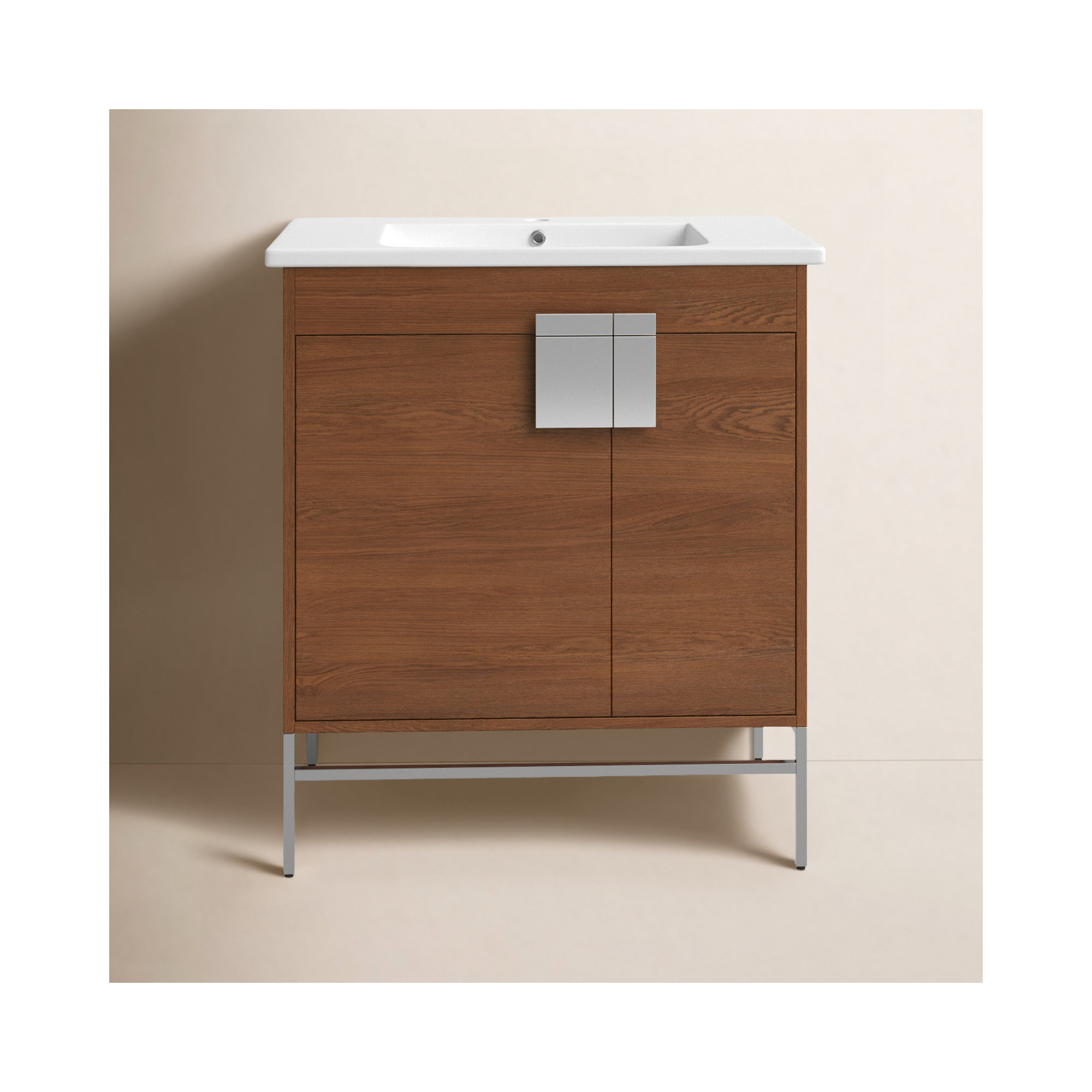Maisie 30'' Single Bathroom Vanity, Polished Chrome, Walnut