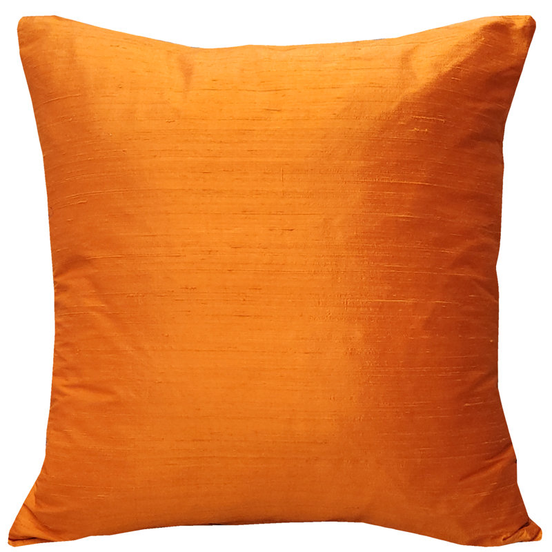 Sankara Silk Throw Pillow, 16" H x 16" W x 5" D, Orange
