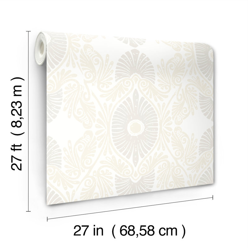 Rouleau de papier peint Gery, Blanc / Blanc cassé