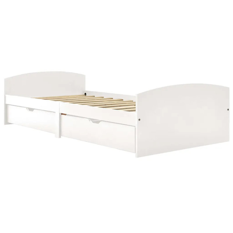 Ahrens EU Single - 90 X 200 Cm Solid Wood Storage Bed, White