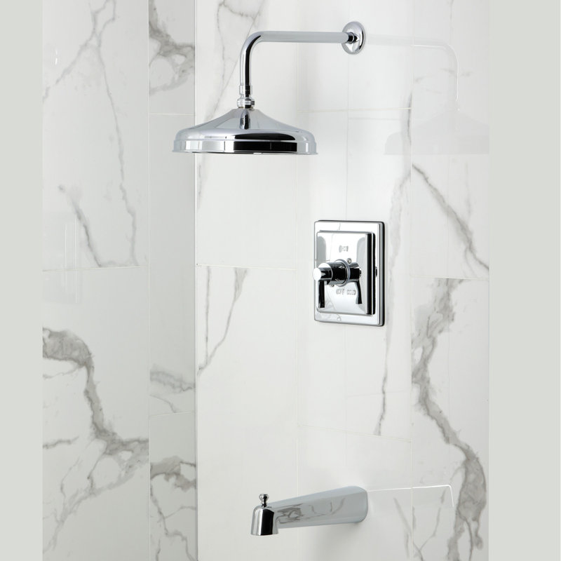 Robinet de baignoire et de douche à pression équilibrée à poignée simple Kingston Brass, Chrome poli