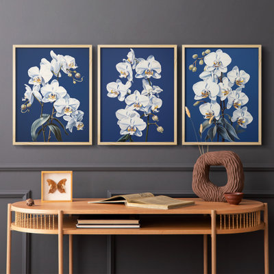 Floral Study  Series  LXI  -Set Of 3 Framed Giclee Prints -Ready to Hang