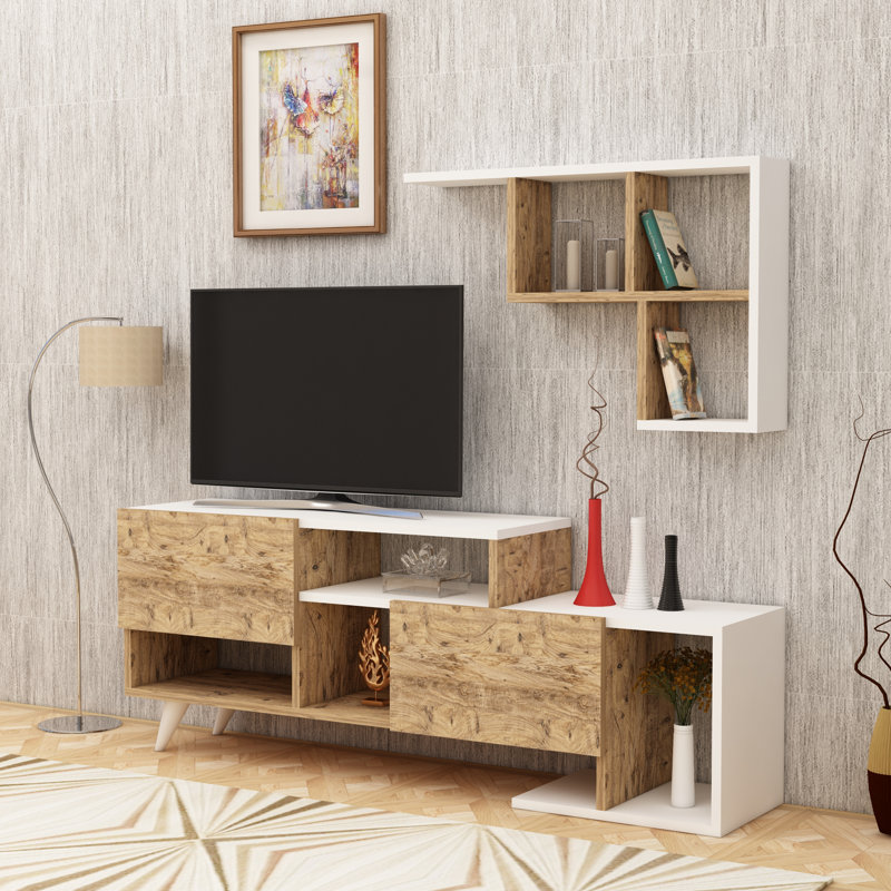 TV Stand And Entertainment Center Pilmin, Brown/White