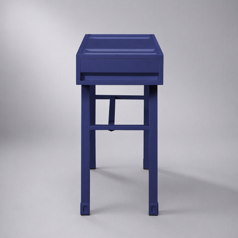 Coiffeuse élégante en métal avec un tiroir, idéale pour les chambres modernes et les espaces compacts, dotée de panneaux encastrés et d'une construction durable.