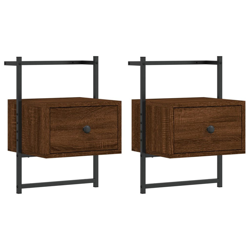 Huckstep 35cm W Bedside Table, Brown Oak, 1