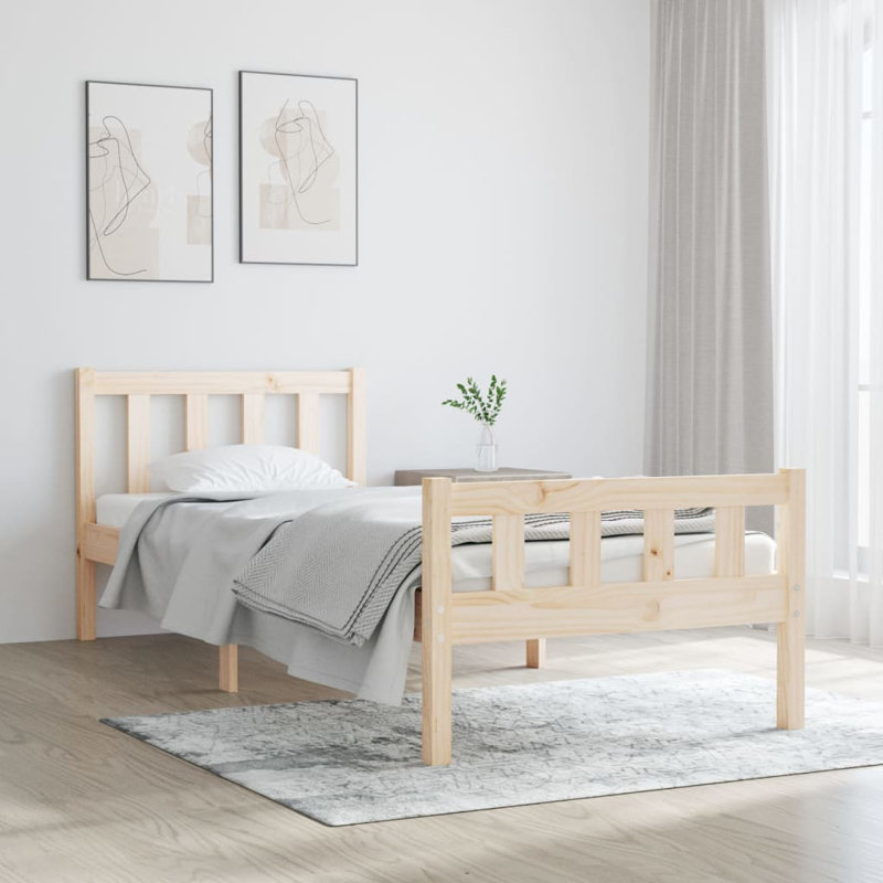 Bed Frame Solid Wood, natural, Single (3')