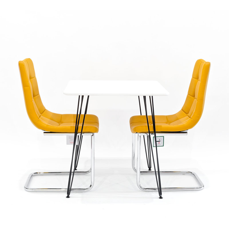 Maguire 2 - Person Dining Set, White, Sienna Yellow