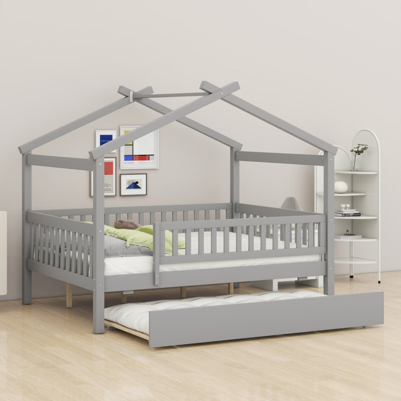 Lit maison avec lit gigogne, Gris