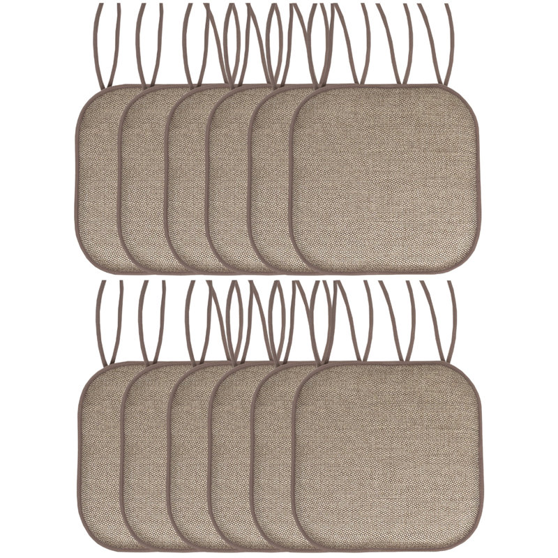 Cameron Memory Foam No Slip Back 16" x 16" Chair Pad Cushion with Ties, Silver/White Polyester, 12