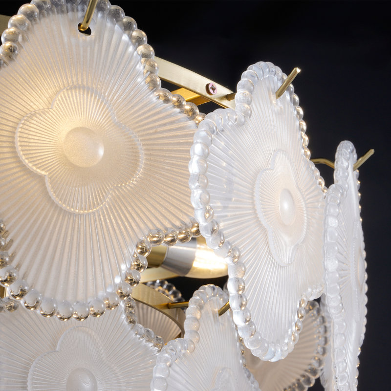 8-lights Dimmable Tiered Glass Chandelier