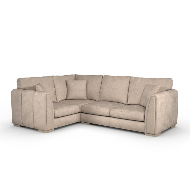 Bablu 4 Seater Faux Leather Corner Sofa , Left Hand Facing, Mink