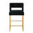 Modern Velvet Bar Stools, 26'' Counter Height, Black & Gold For Kitchen
