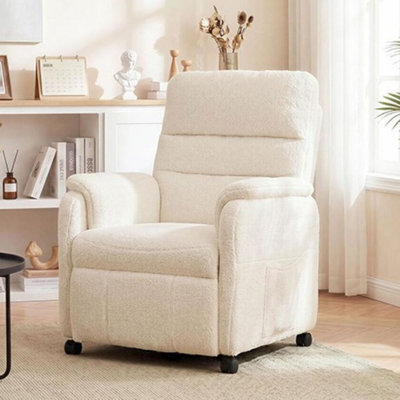 Modern Upholstered Teddy Fabric Electric Power Recliner 