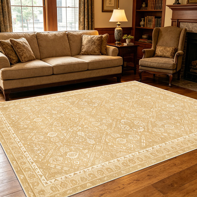 1PC Vintage Distressed Neutral Bohemian Floral Geometric area rugs for Living Room, Soft and Comfortable, Suitable for all seasons, easy-to-maintain, machine washable Indoor floor mat, Under Table Farmhouse suitable for dining room, bedroom, home
