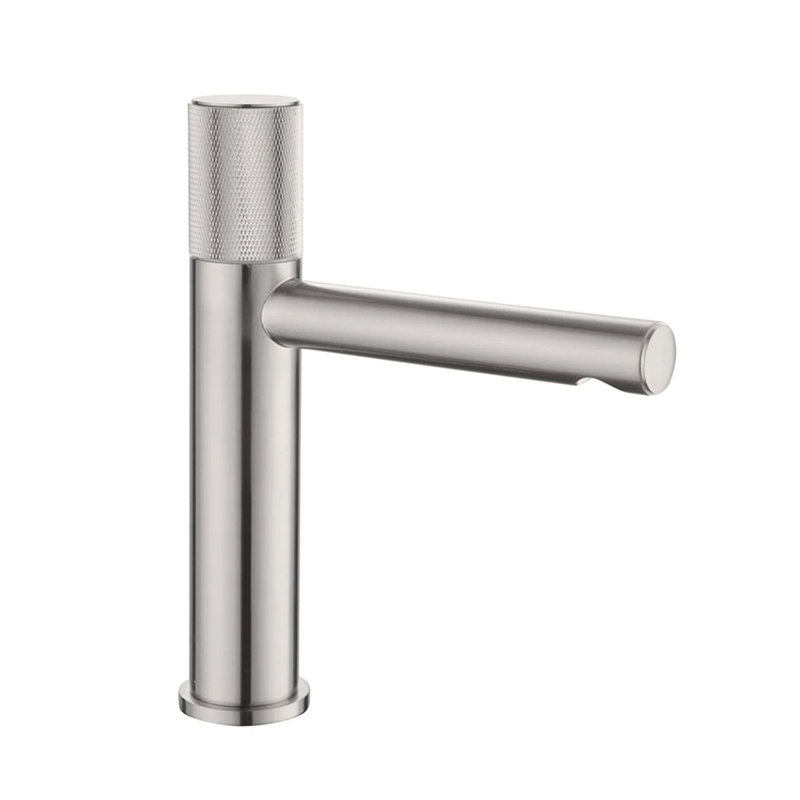 Metro Knurled 9" Single Hole Bathroom Faucet + Universal Click-clack Drain – Satin Brass, Brushed Nickel