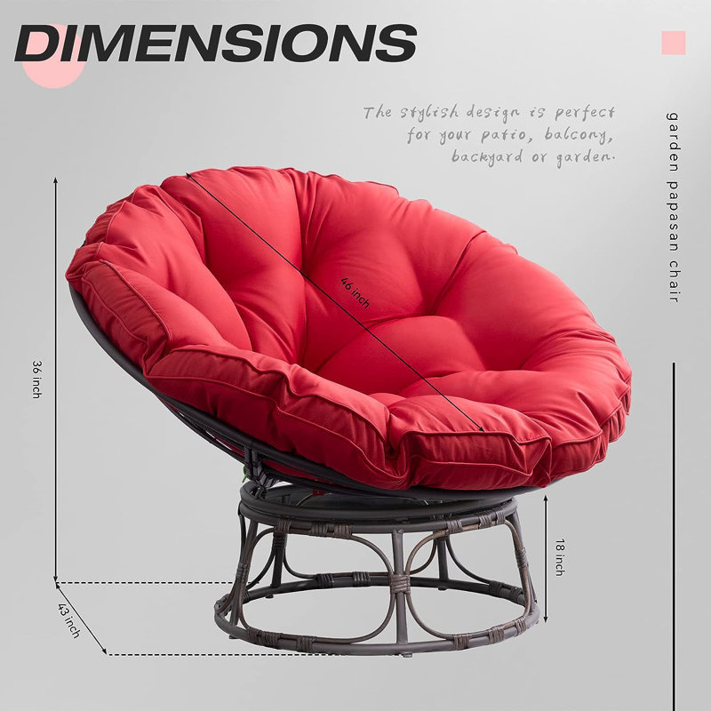 Upholstered Papasan Chair, Red Polyester Blend