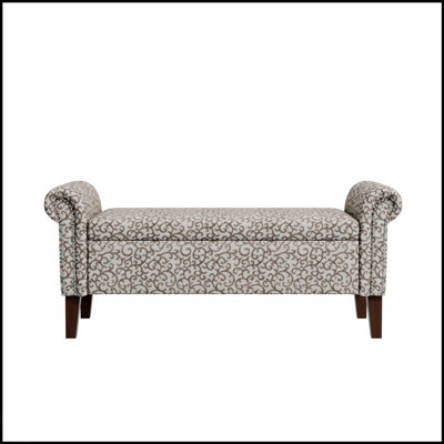 Conrad Storage Ottoman with Luxurious Floral Bonsai Fabric and Spacious Hidden Compartment, Perfect for Elegant Home Decor and Practical Storage
