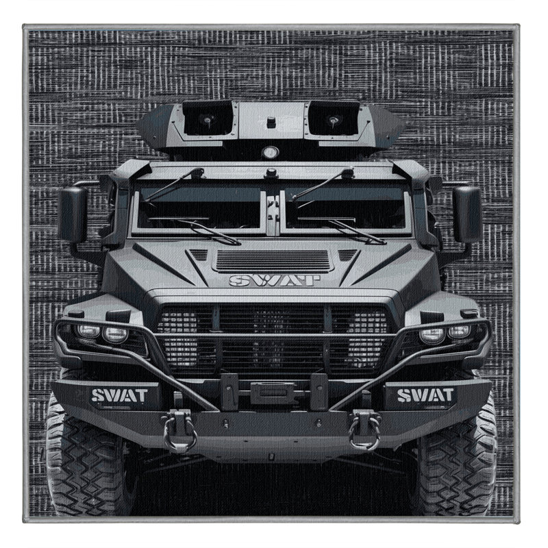Machine Washable Transportation Grey Area Rug, Square 4'