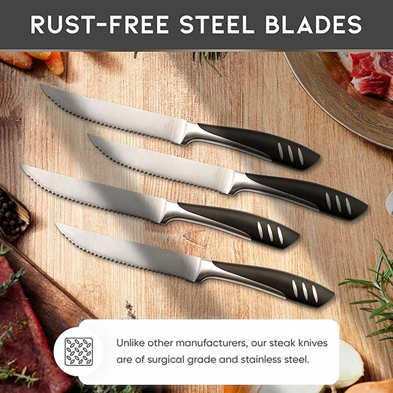 KOGBEL Premium Steak Knife Set Of 8, Kitchen Knife Set With Steel Blades Precisely Cut, Lightweight Steak Knife Set Stainless Steel And Durable, Serrated Steak Knife Dishwasher Safe
