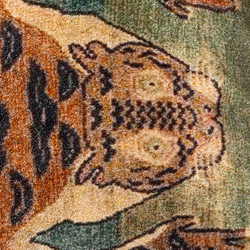 Multicolor Cotton Velvet Tiger Lumbar Pillow with Tassels