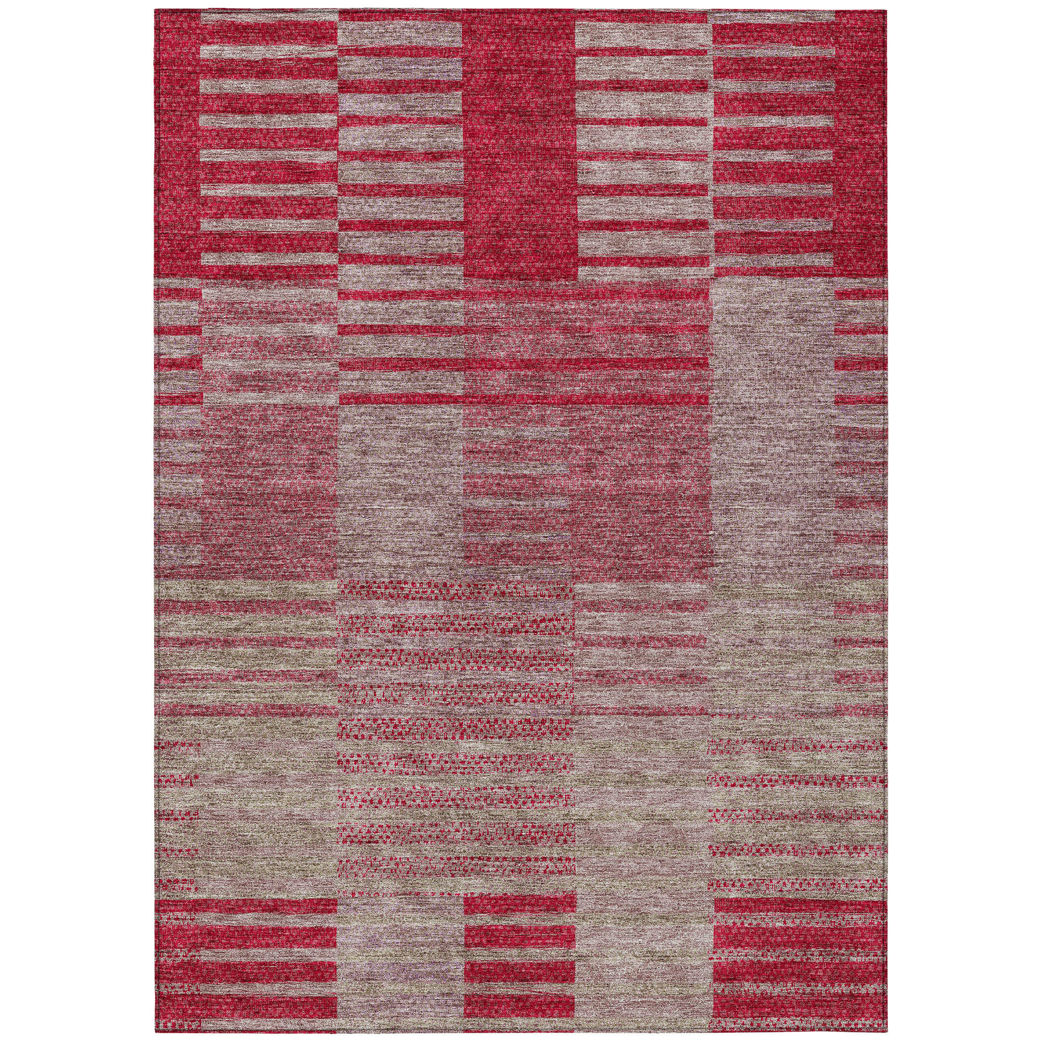 HomeRoots 5' X 8' Burgundy Pink And Blush Striped Washable Indoor ...