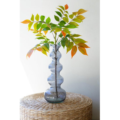 SMALL GLASS BUBBLE VASE -  BLUE
