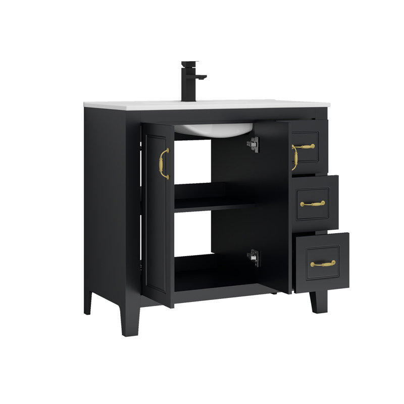 Meuble-lavabo 36 po avec lavabo et robinet en résine SMC