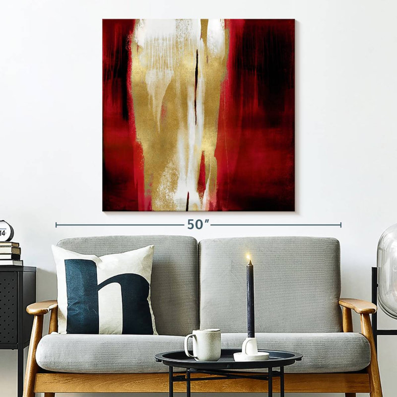 Avery Free Fall Red With Gold I, 33" H x 33" W