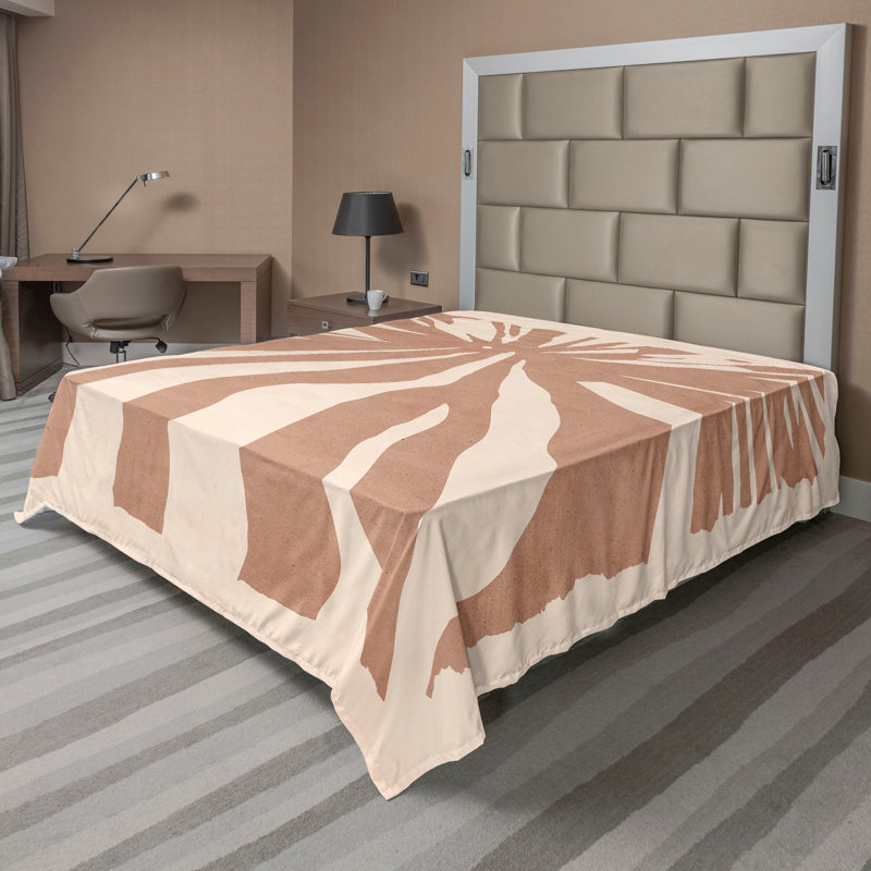 Drap plat moderne de style bohème Ambesonne, Taupe pâle / motif abstrait champagne, Drap plat pour très grand lit californien