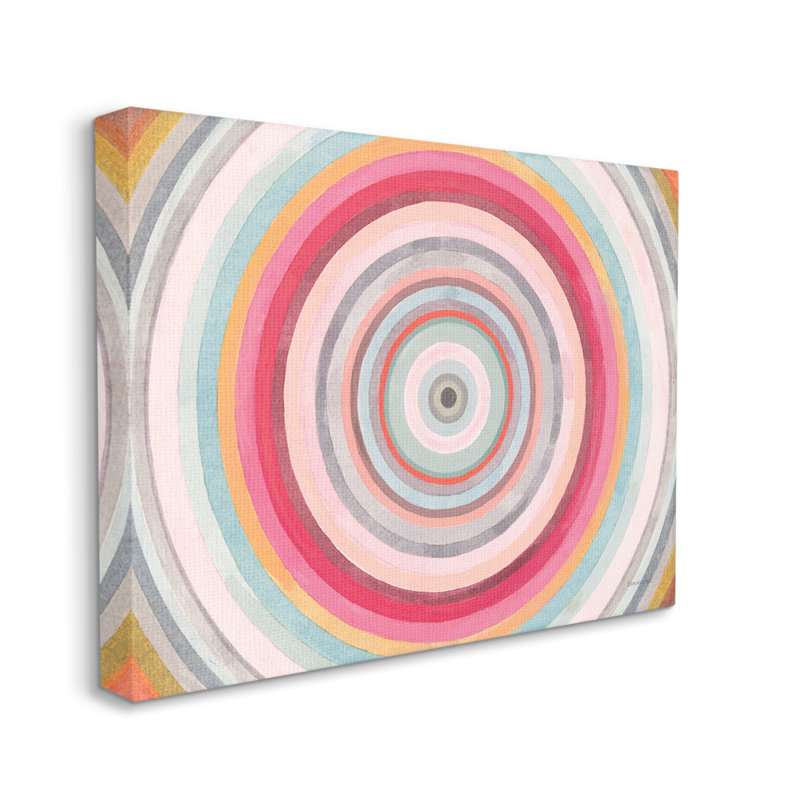 «Warm Tone Layered Shapes Circular Rings» par Danhui Nai - impression sur toile, Toile tendue, H 30 po x l 40 po