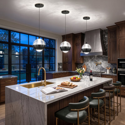 Luminaire suspendu en cristal DEL pour îlot de cuisine