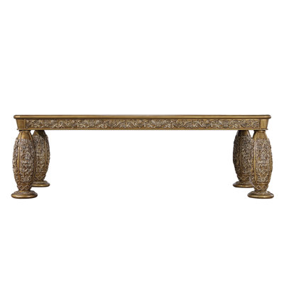 Dining Table, Brown & Gold Finish