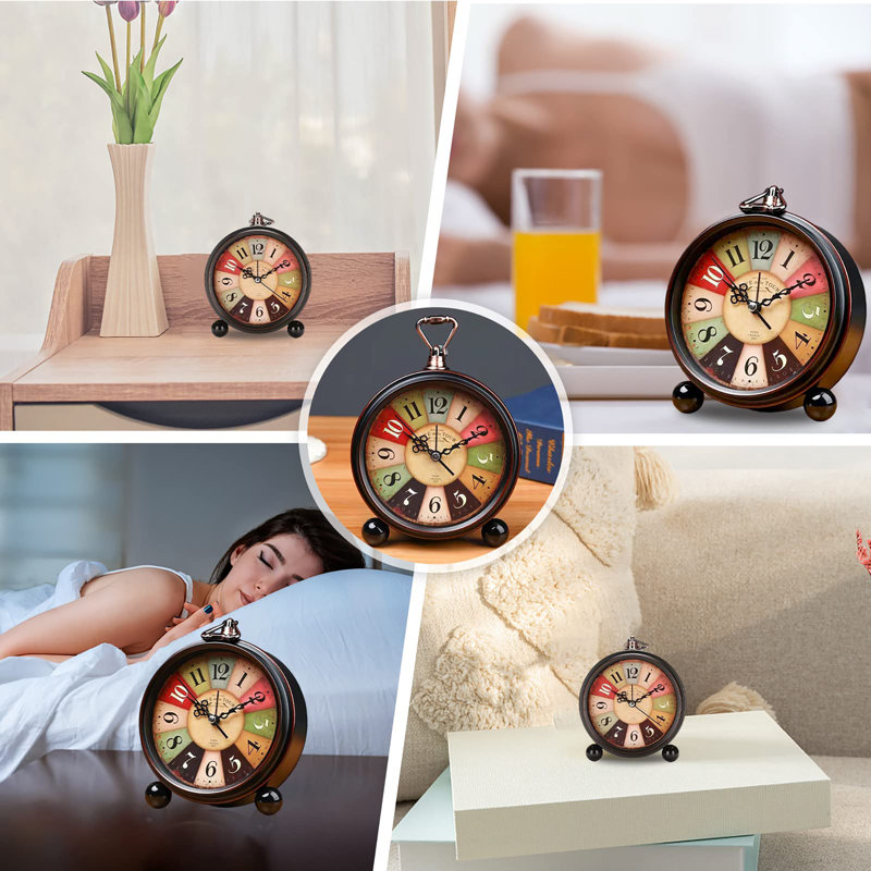 Analogue Quartz Movement / Crystal Alarm Tabletop Clock As Picture