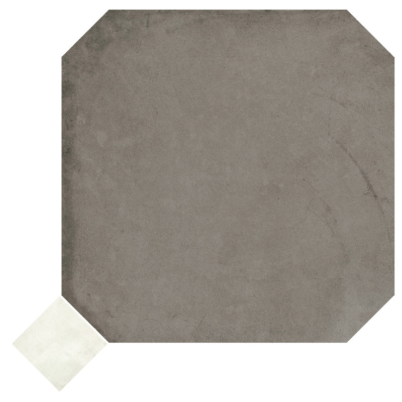 Laverton Octagon W/Taco 7-7/8 In. X 7-7/8 In. Porcelain Floor And Wall Tile, Gray/White