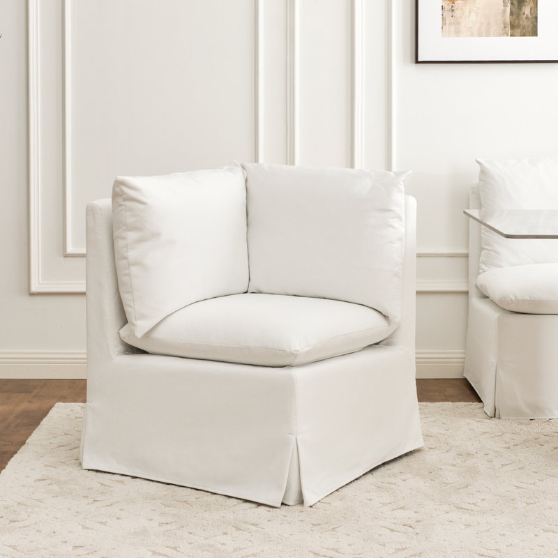 Crampton Performance Fabric Down Fill Slipcover Dining Corner Chair, White