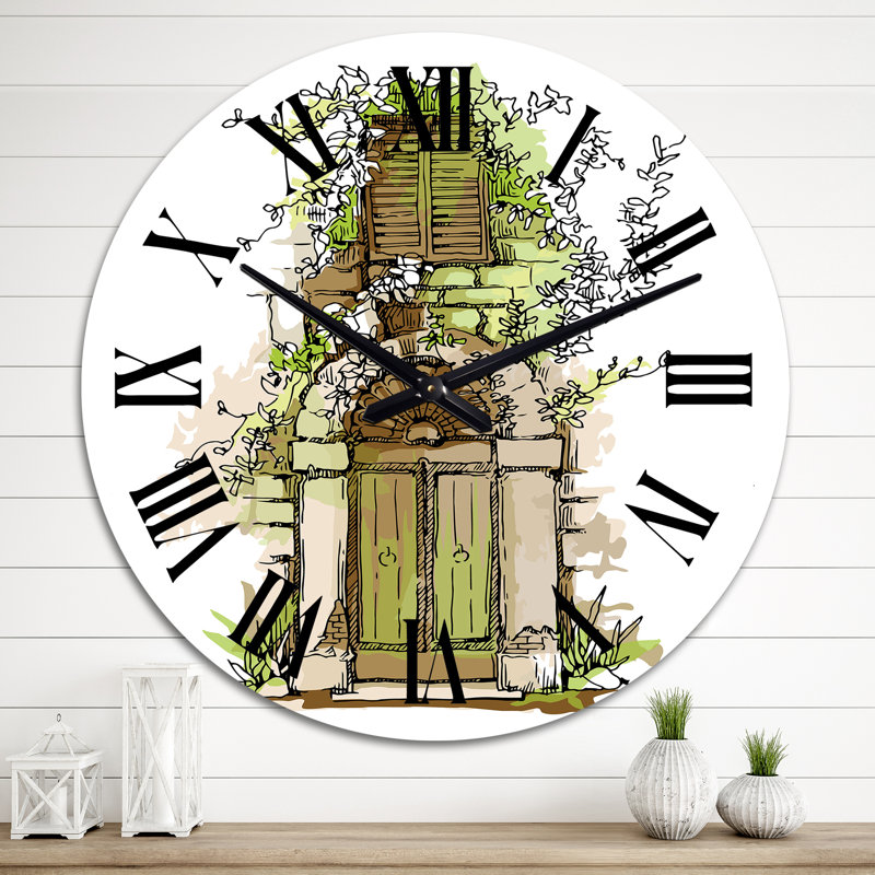 Vintage Old Europe View VI - Horloge murale rétro, Grand