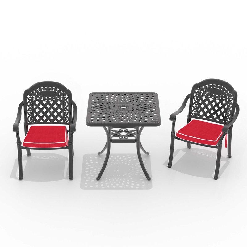 Ensemble de meubles de patio en aluminium coulé avec coussins 3 pièces