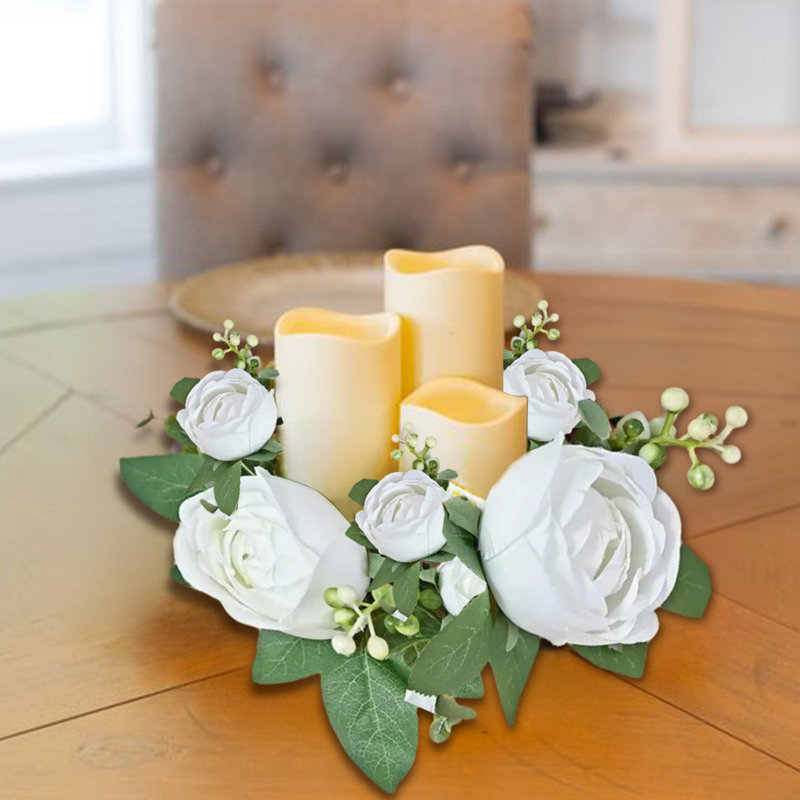 Couronne de 4 petites bougies roses, Blanc