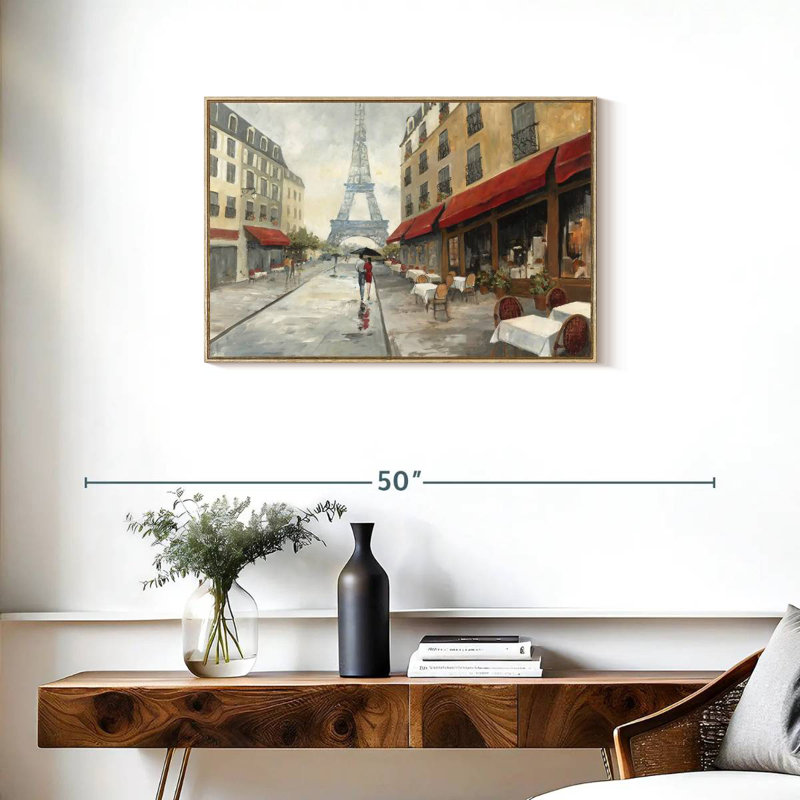 Le matin à Paris, Cadre flottant en bois naturel, 31 po x 21 po