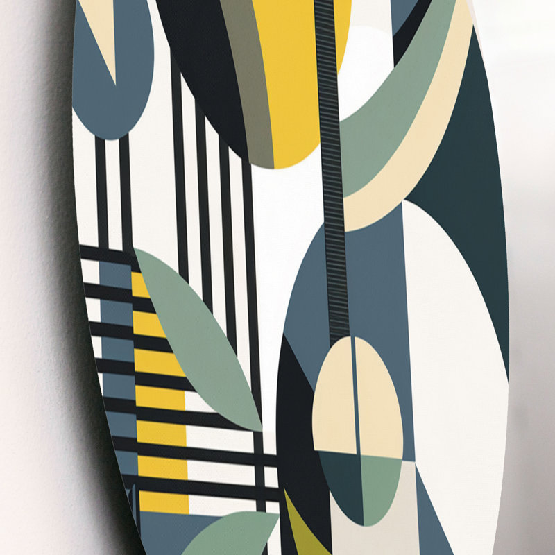 Rétro art Mid-Century I - Abstract Midcentury, art mural rond sur métal, L 36 po x H 36 po