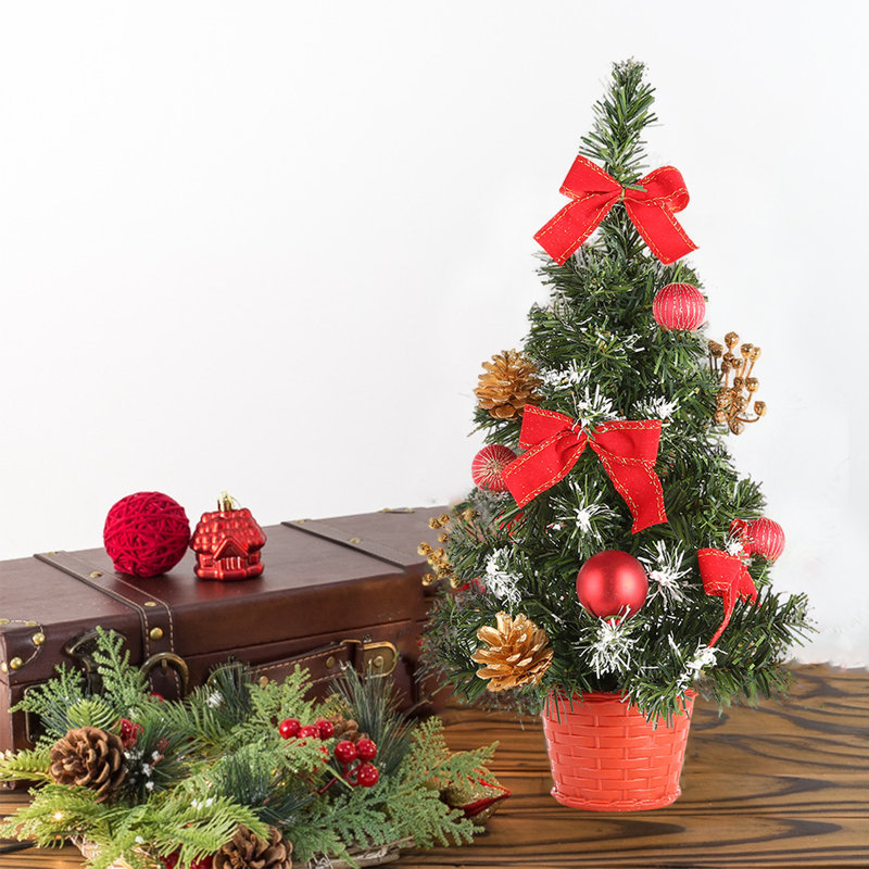 Arbre de Noël de table, mini sapin de Noël artificiel 15,7 po / 40 cm, décor de sapin de Noël, mini sapin de Noël pour la maison et la décoration intérieure, Bring Merry Christmas, boule décorative