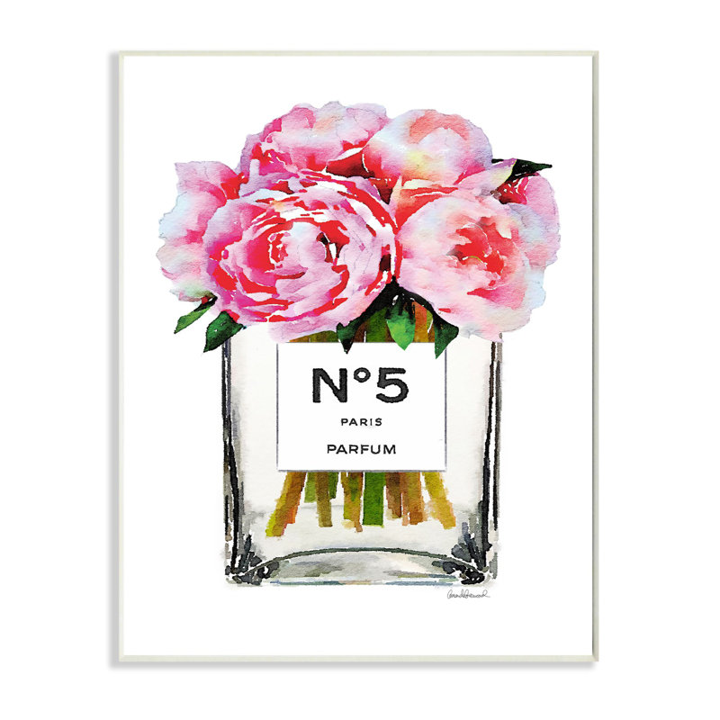 « mode stylisé fleur rose », impression, H 15 po x l 10 po, Plaque murale