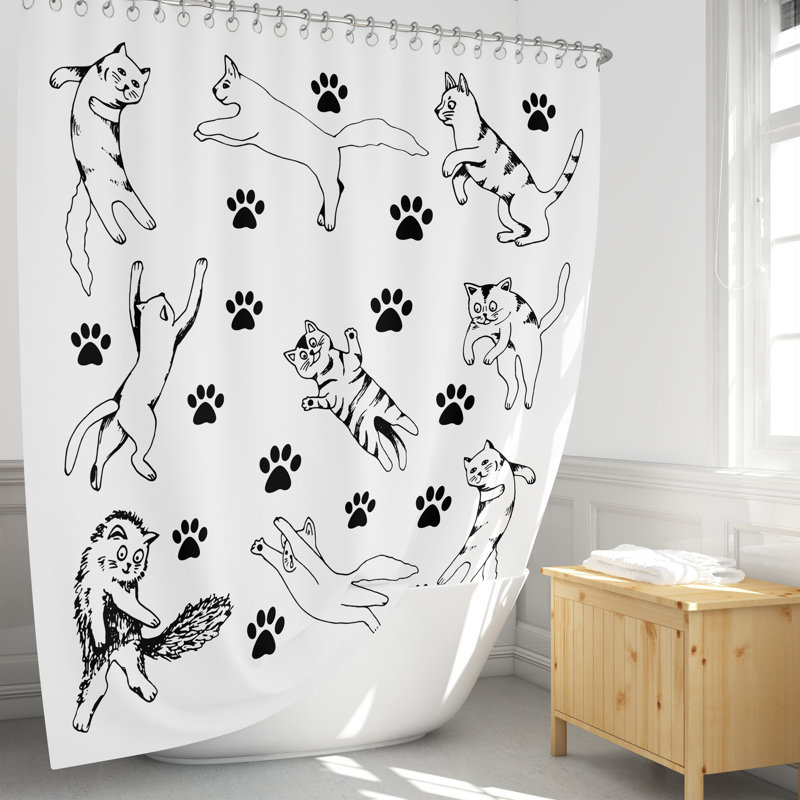 Rideau de douche simple à imprimé animal + crochets, H 72 po x l 70 po