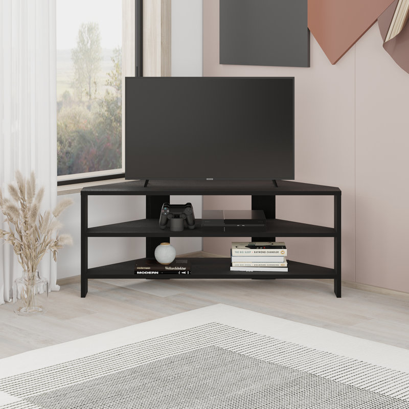 Beene TV Stand for TVs up to 49" Stylish Corner Media Unit, Distressed Black